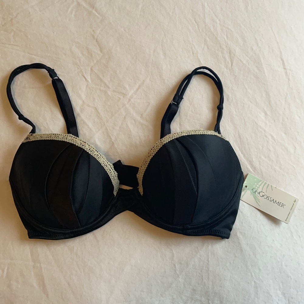 OnGossamer Black Stretch Satin Demi Bra
